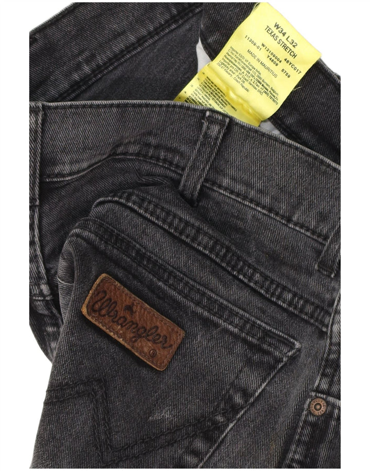 Wrangler Mens Texas Stretch Straight Jeans W34 L32 Grey Cotton