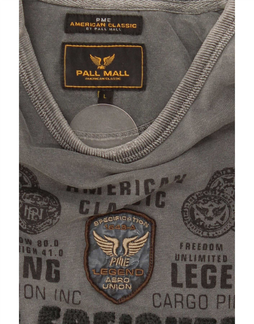 Pall Mall Mens Graphic Top Long Sleeve Large Grey