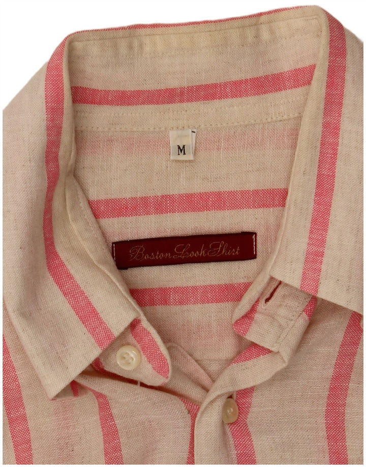 Vintage Mens Shirt Medium Off White Pinstripe