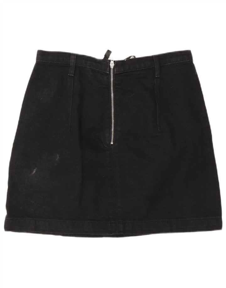 Topshop Womens Denim Skirt UK 10 Small W26 Black