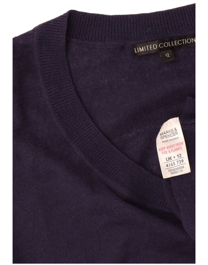 Marks & Spencer Womens Boat Neck Jumper Sweater UK 12 Medium Navy Blue