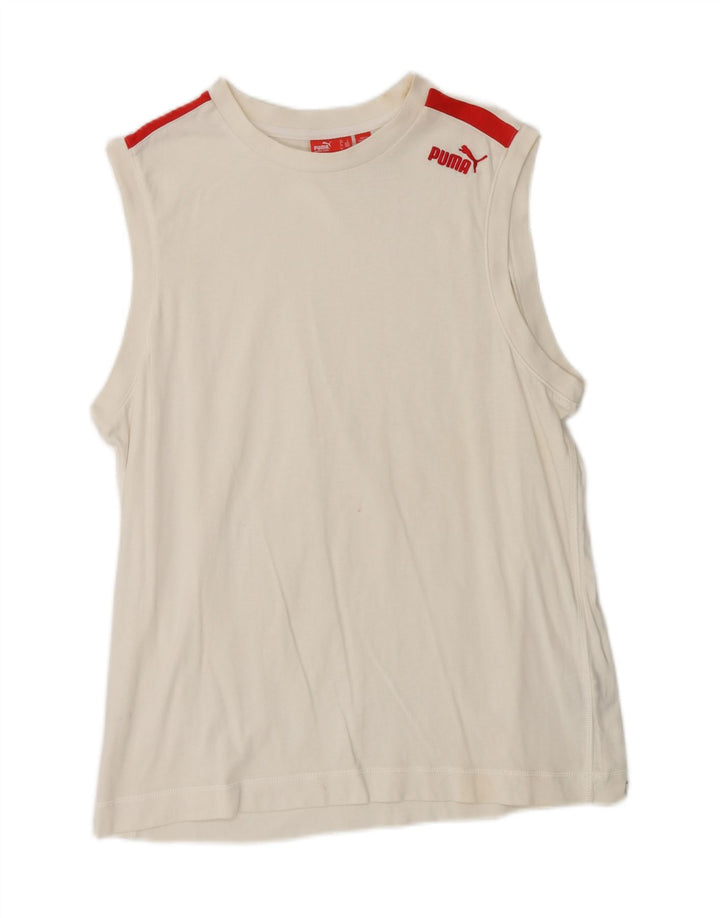 PUMA Womens Vest Top UK 14 Large White Cotton Vintage Puma and Second-Hand Puma from Messina Hembry 