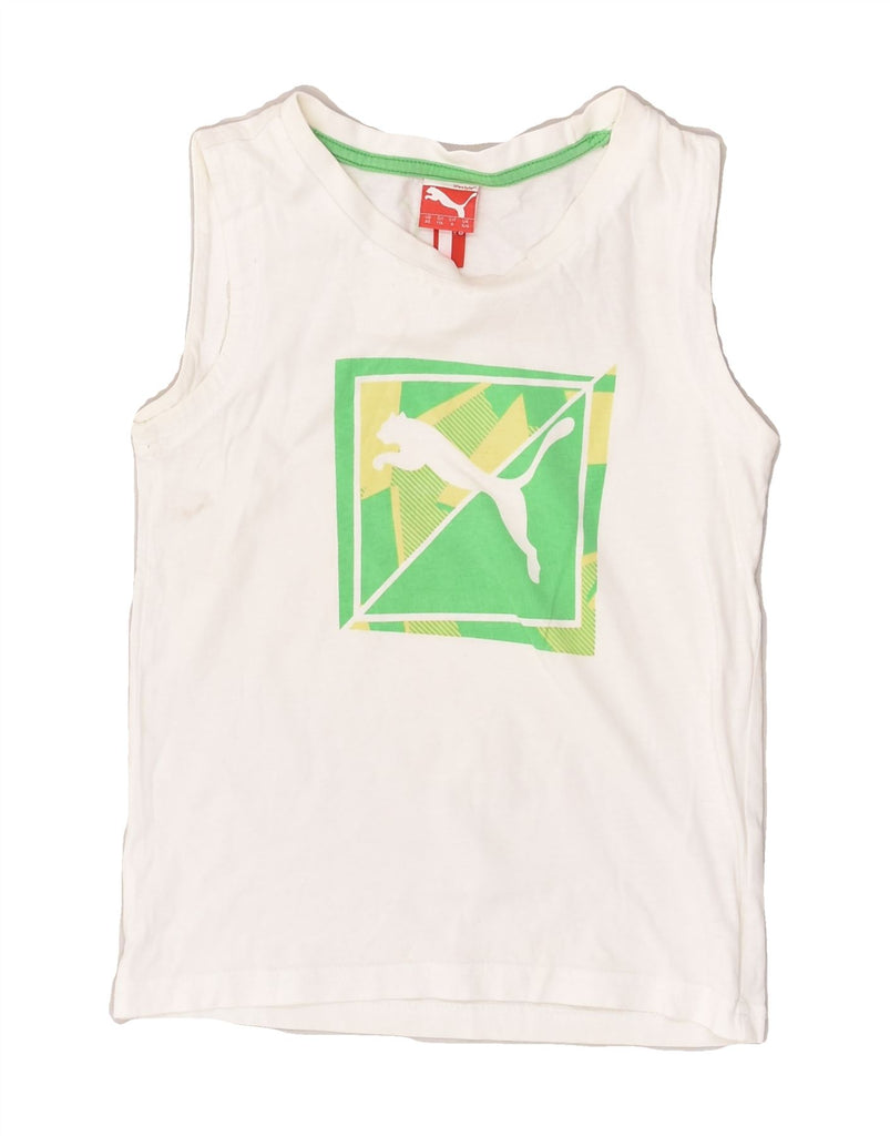 PUMA Boys Graphic Vest Top 5-6 Years White Cotton | Vintage Puma | Thrift | Second-Hand Puma | Used Clothing | Messina Hembry 