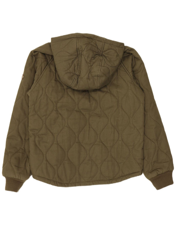 Adidas Mens Hooded Padded Jacket UK 36 Small Khaki Cotton Sports