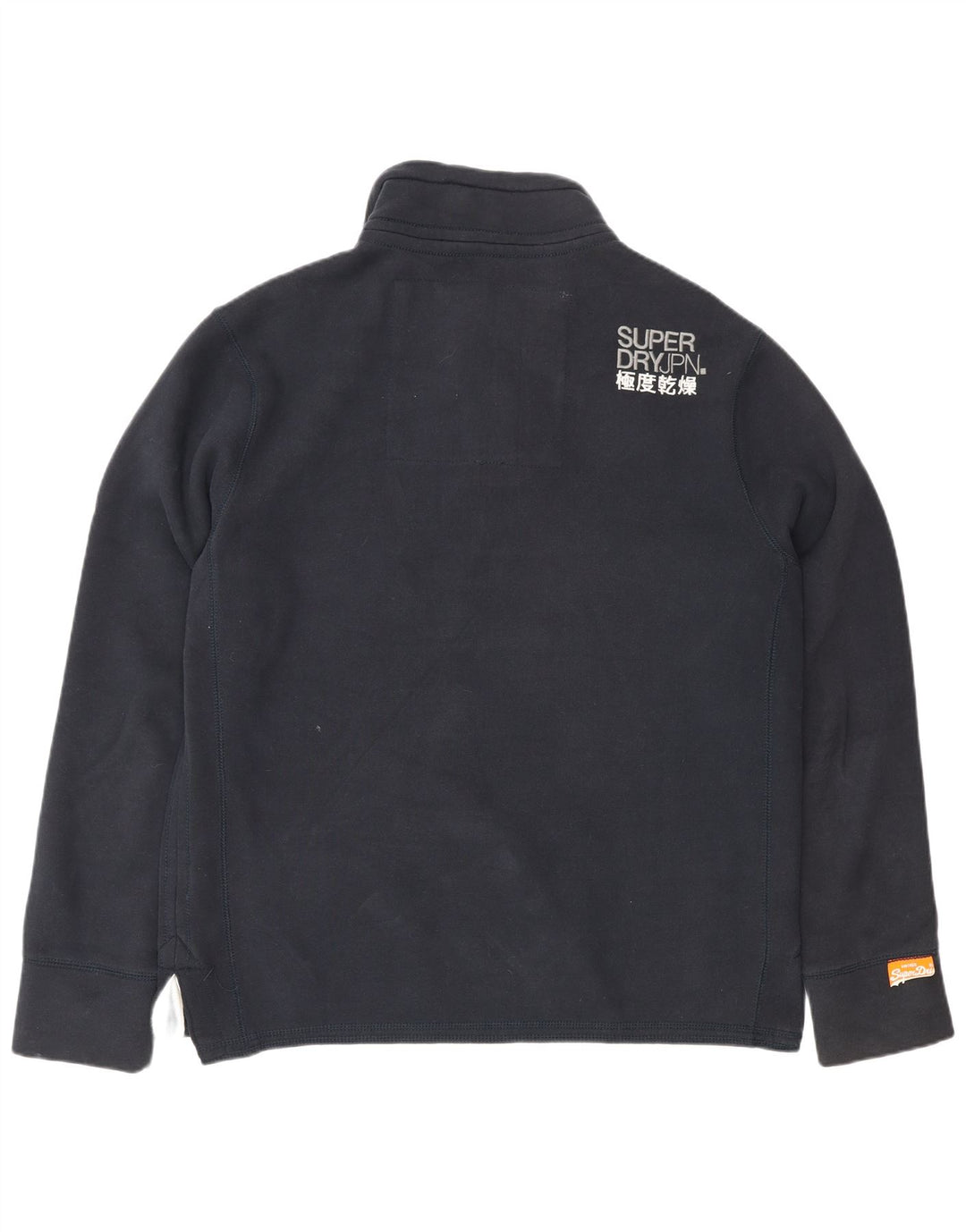 Superdry Mens Graphic Button Neck Sweatshirt Jumper XL Navy Blue Cotton