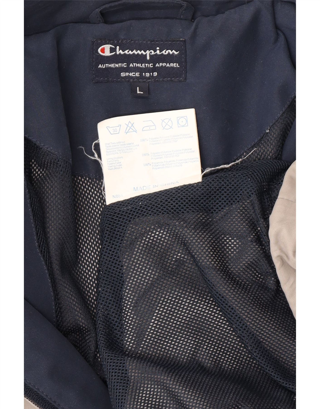 CHAMPION Mens Tracksuit Top Jacket Large Grey Polyester