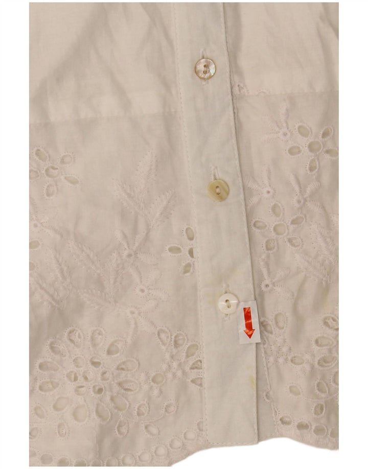 WAREHOUSE Womens Short Sleeve Shirt Blouse UK 10 Small  White Polyester