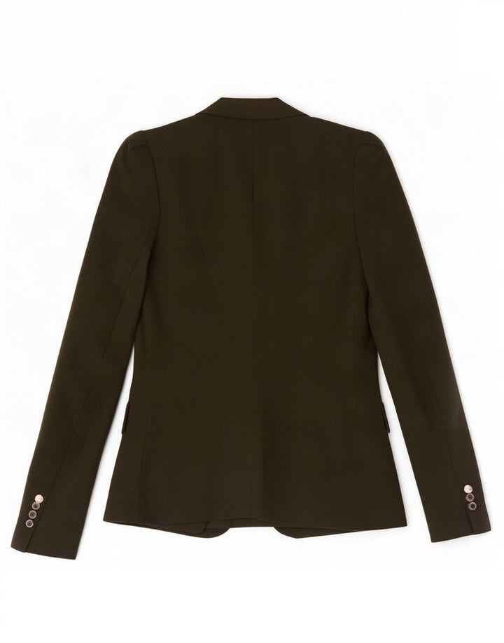 Zara Womens 1 Button Blazer Jacket UK 6 XS Khaki Polyester