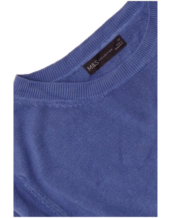 Marks & Spencer Womens Boat Neck Jumper Sweater UK 12 Medium Blue