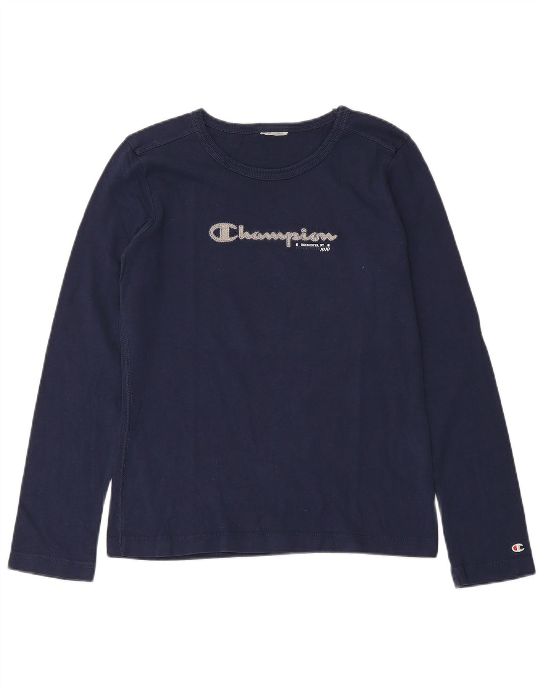 CHAMPION Womens Top Long Sleeve UK 8 Small Navy Blue Cotton