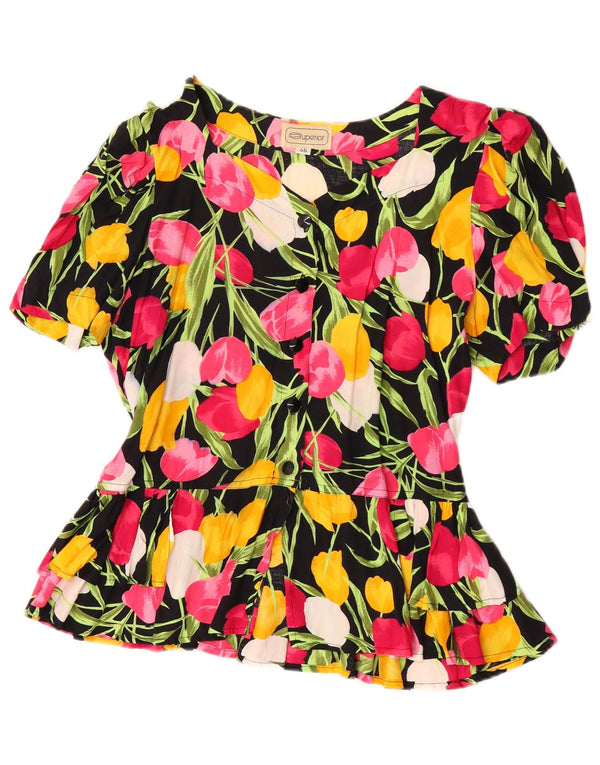Superior Womens Short Sleeve Blouse Top IT 46 Large Multicoloured Floral