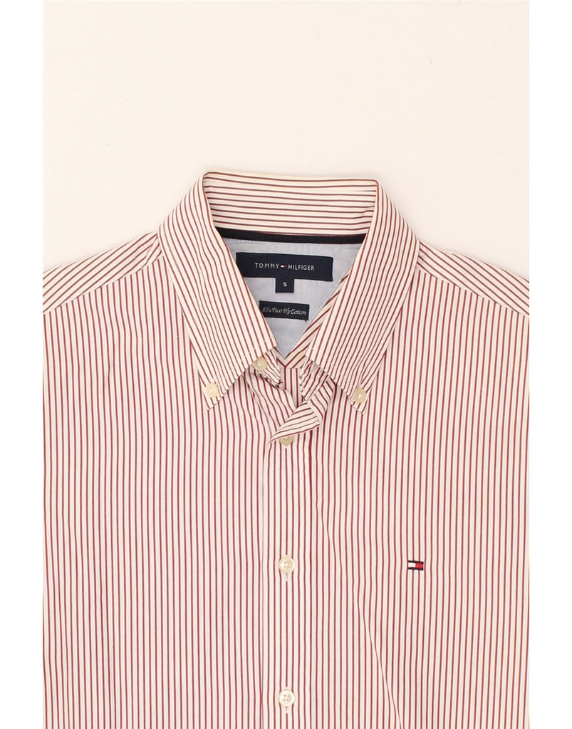 TOMMY HILFIGER Mens Shirt Small Red Pinstripe Cotton | Vintage Tommy Hilfiger | Thrift | Second-Hand Tommy Hilfiger | Used Clothing | Messina Hembry 