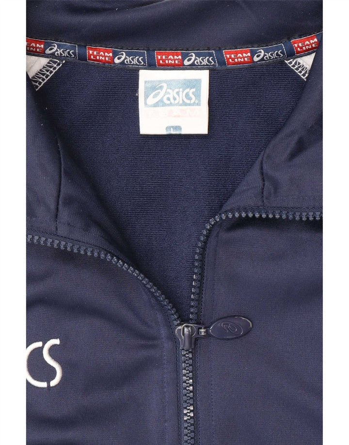 Asics Mens Graphic Tracksuit Top Jacket Large Navy Blue Colourblock