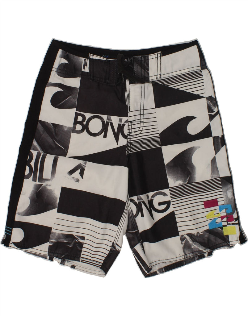 BILLABONG Boys Graphic Swimming Shorts 9-10 Years Grey Polyester | Vintage Billabong | Thrift | Second-Hand Billabong | Used Clothing | Messina Hembry 