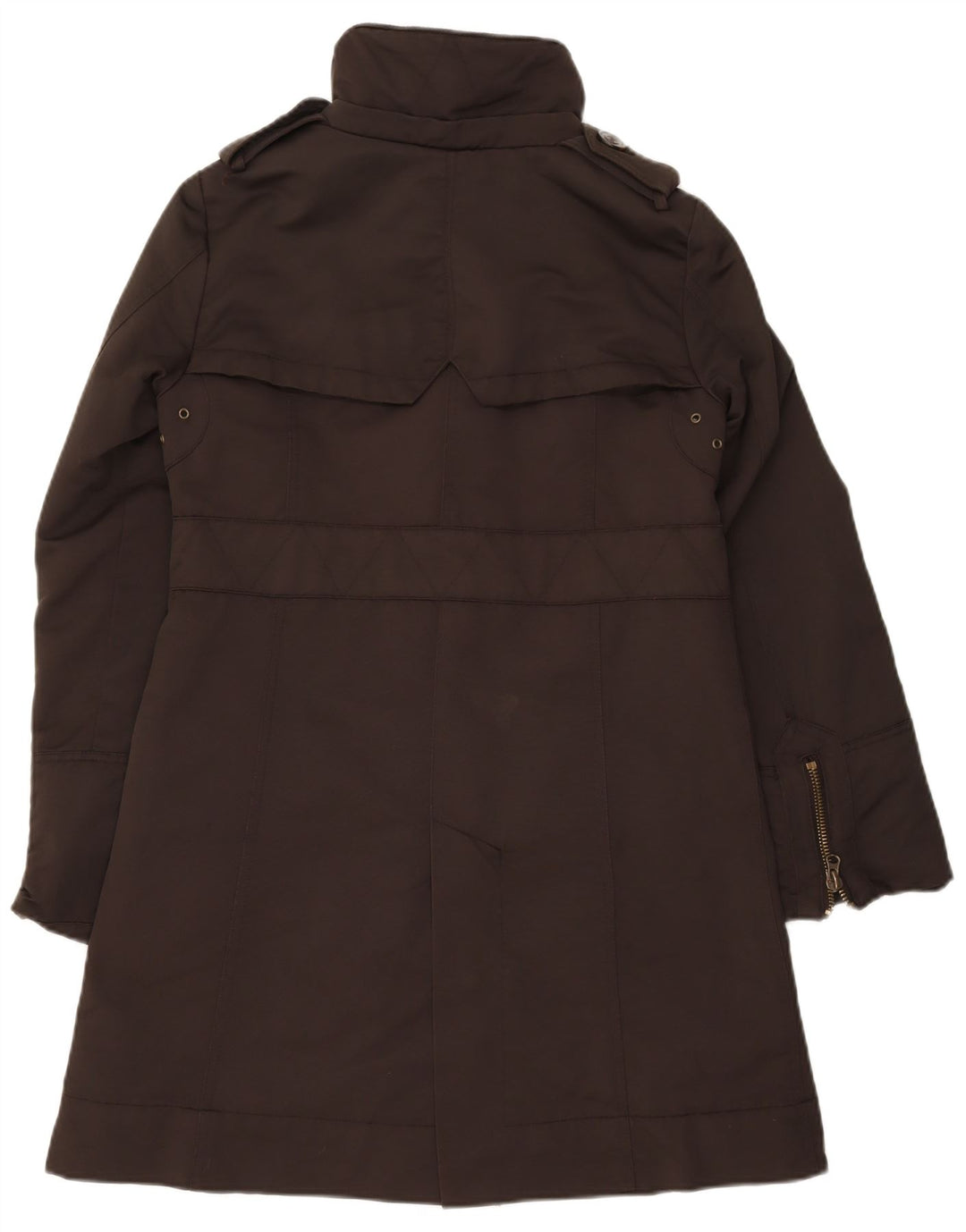 ZARA Womens Military Padded Coat UK 14 Medium Brown Polyester