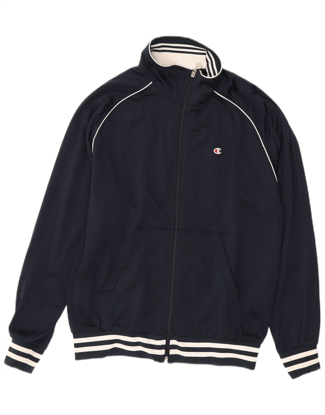 Champion Mens Tracksuit Top Jacket Medium Navy Blue Striped Sports
