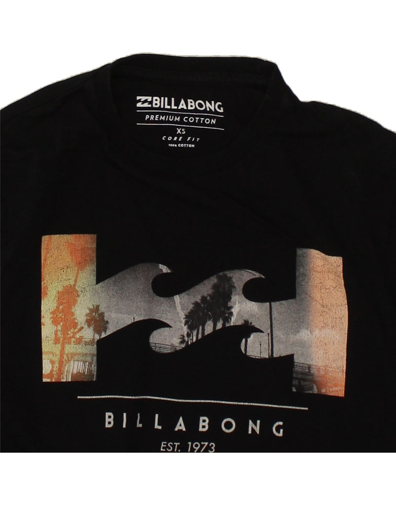 BILLABONG Mens Core Fit Graphic Top Long Sleeve XS Black Cotton | Vintage Billabong | Thrift | Second-Hand Billabong | Used Clothing | Messina Hembry 