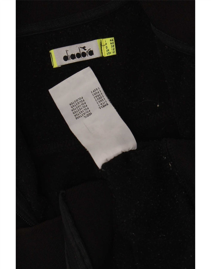 Diadora Womens Tracksuit Top Jacket UK 12 Medium Black Polyester