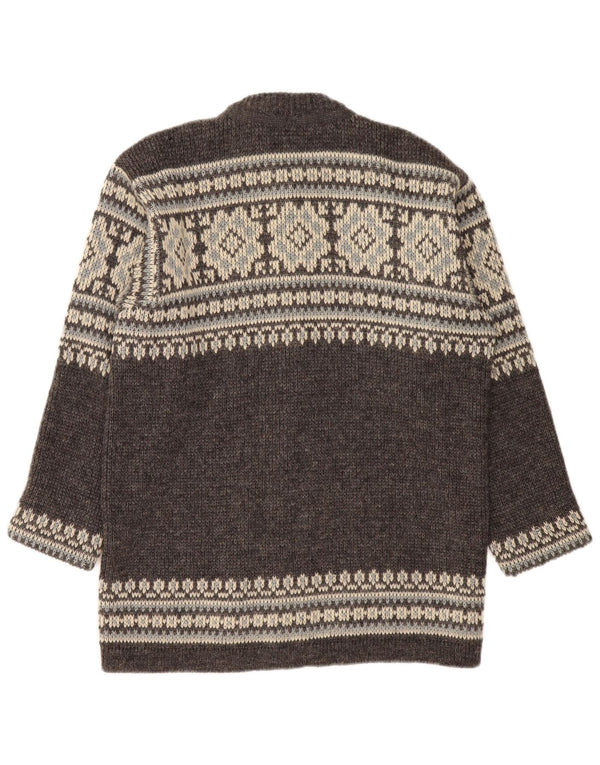 NORDSTRIKK Mens Cardigan Sweater Small Grey Fair Isle Virgin Wool