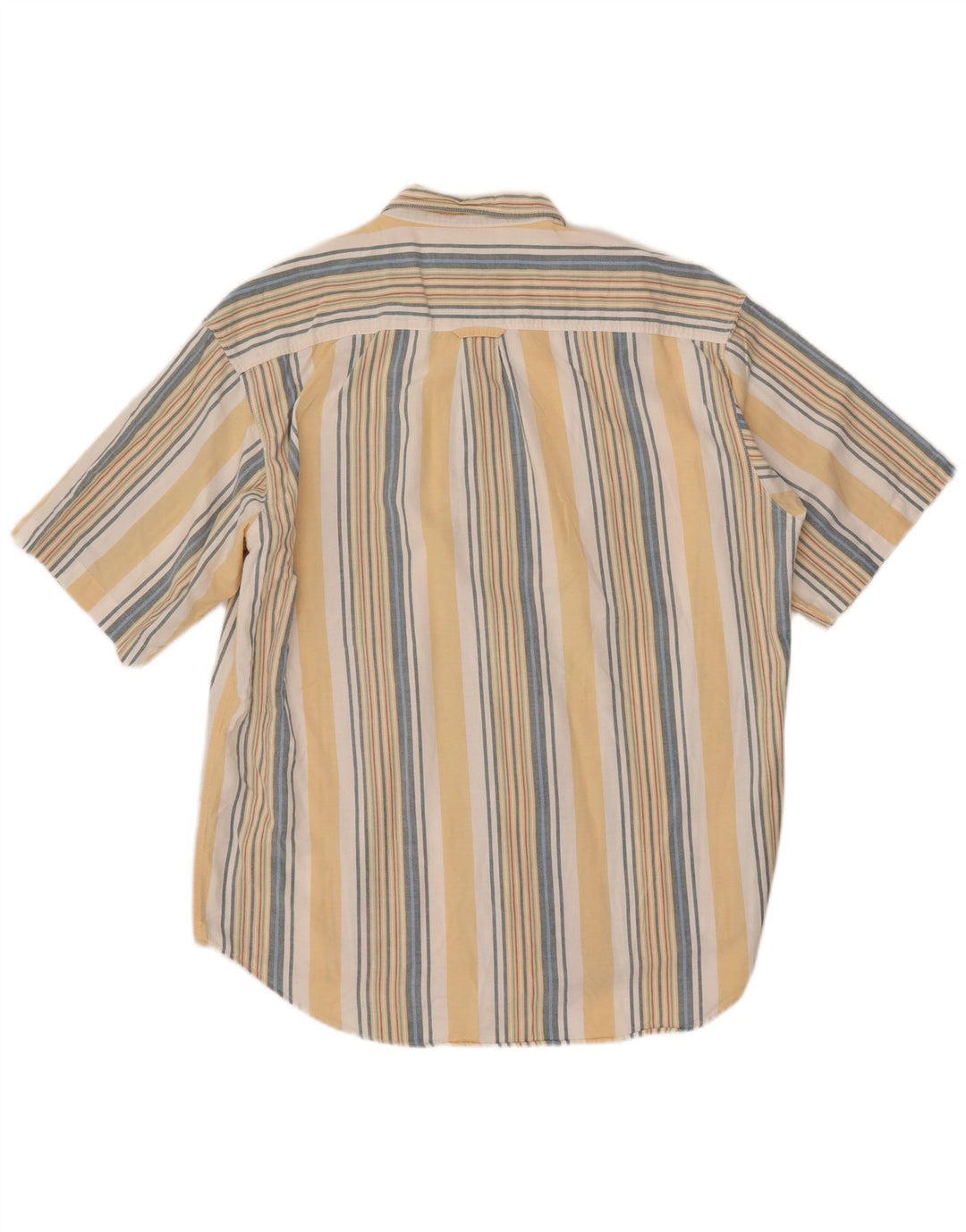 DOCKERS Mens Short Sleeve Shirt Large Yellow Striped Cotton