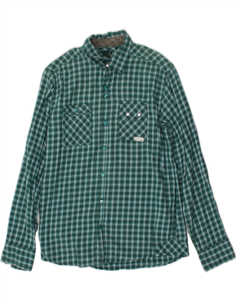 ANIMAL Mens Flannel Shirt Medium Green Check Cotton Vintage Animal and Second-Hand Animal from Messina Hembry 