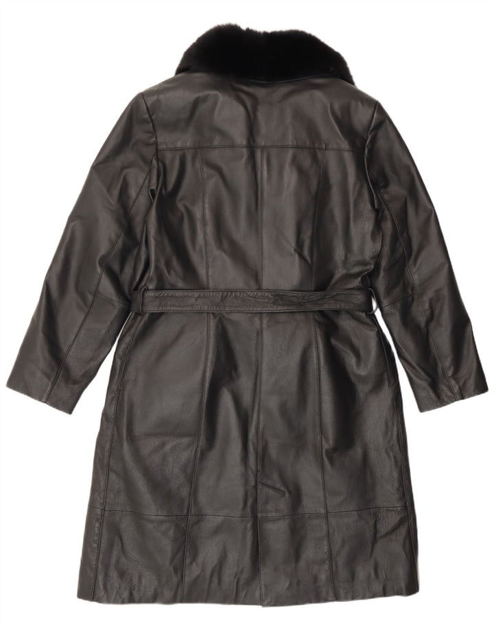 Conbipel Womens Leather Coat IT 48 Large Black Leather