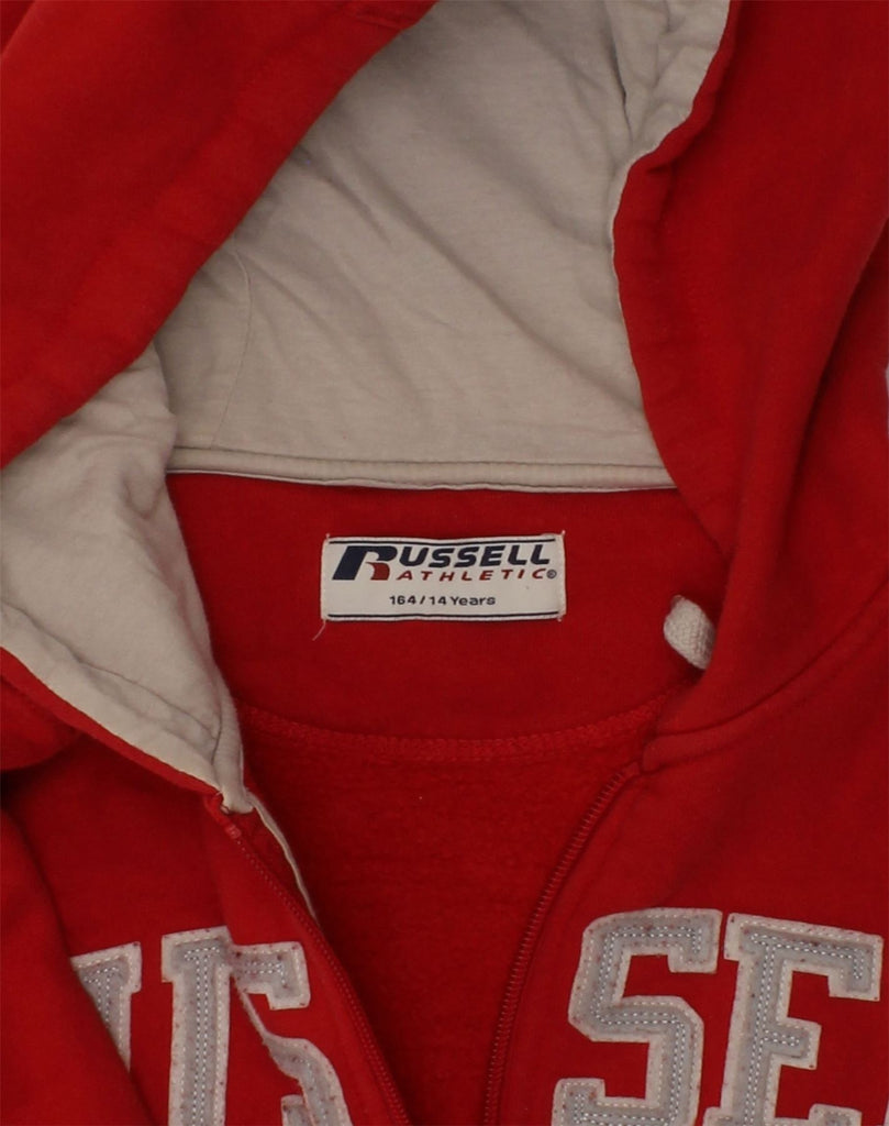 RUSSELL ATHLETIC Boys Graphic Zip Hoodie Sweater 13-14 Years Red Cotton | Vintage Russell Athletic | Thrift | Second-Hand Russell Athletic | Used Clothing | Messina Hembry 