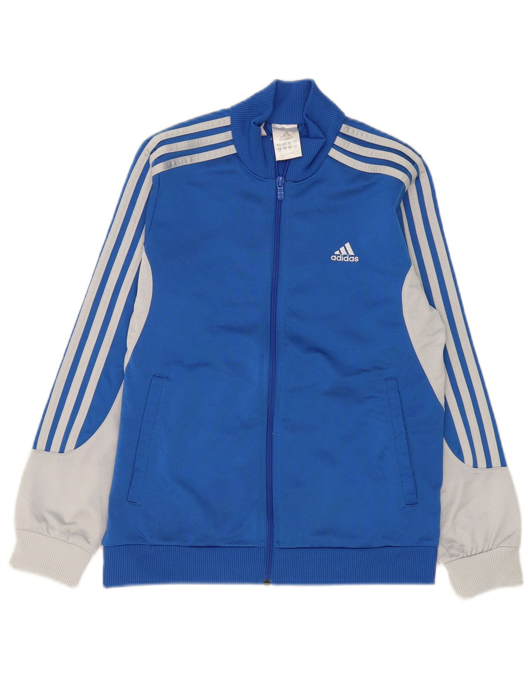 ADIDAS Boys Tracksuit Top Jacket 11-12 Years Blue Colourblock Polyester