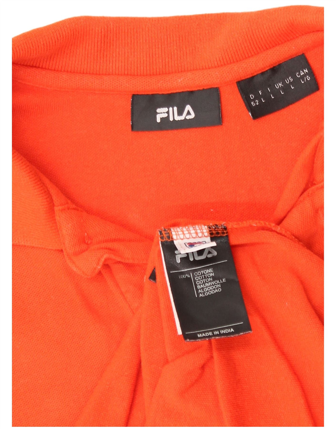 Fila Mens Polo Shirt Large Orange Cotton