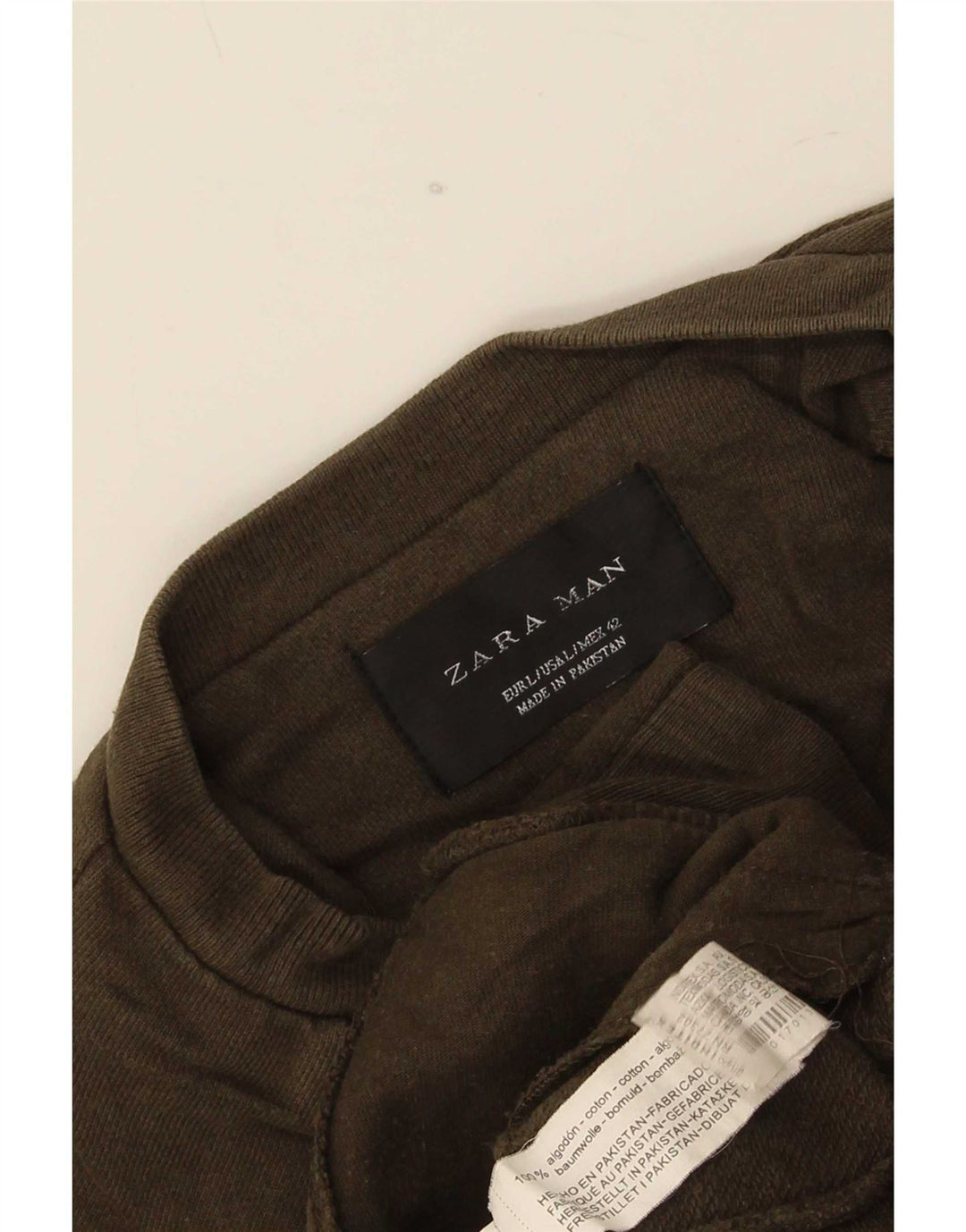 Zara Mens Tracksuit Top Jacket Large Khaki Cotton