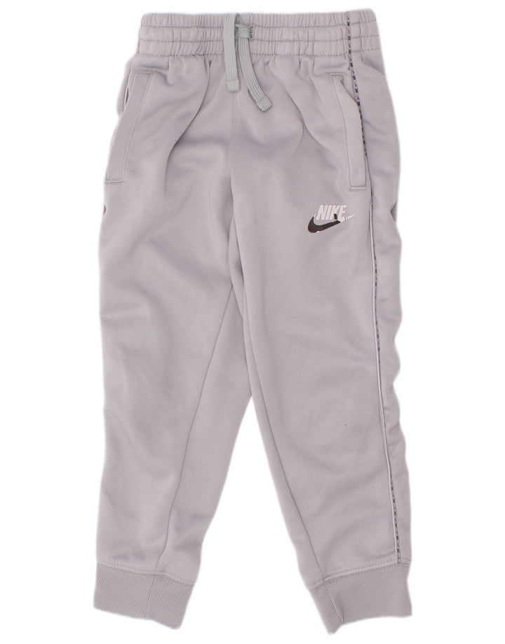 Nike Boys Graphic Tracksuit Trousers Joggers 4-5 Years Small Grey Polyester