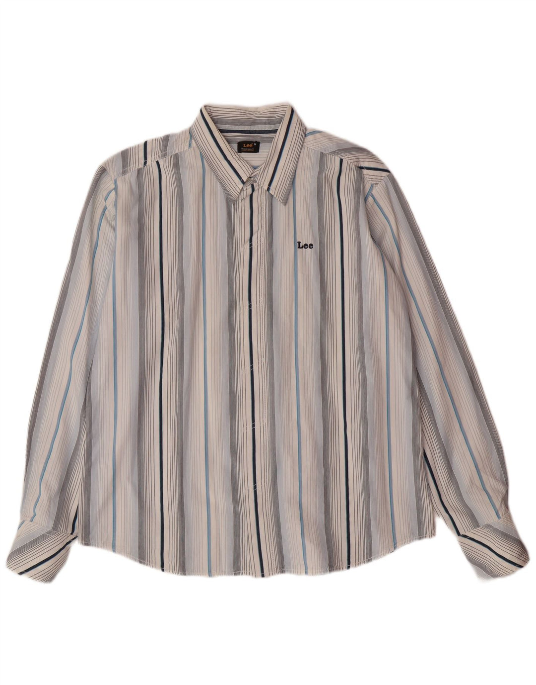 LEE Mens Shirt Medium Blue Striped Cotton