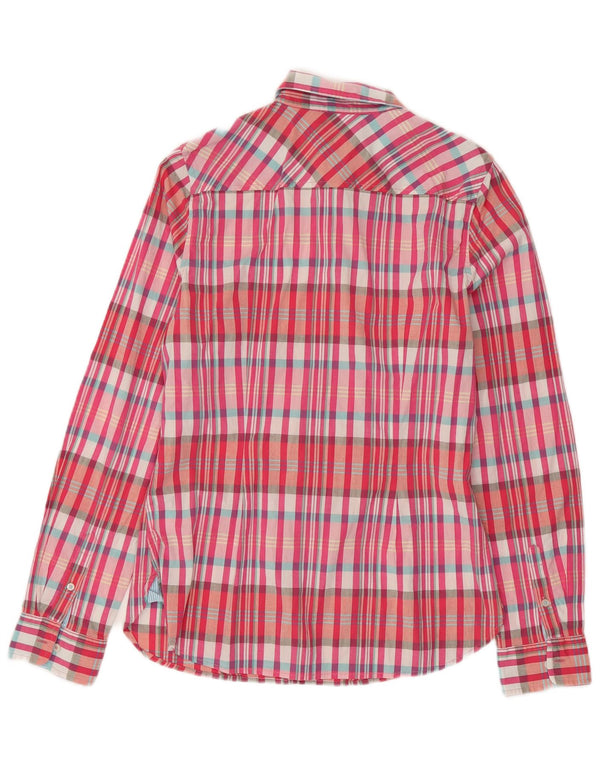 TOMMY HILFIGER Womens Fitted Shirt US 8 Medium Pink Check Cotton
