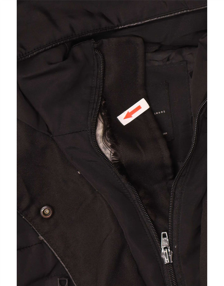 Zara Womens Hooded Padded Coat UK 14 Medium Black