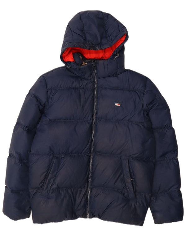 Tommy Hilfiger Mens Hooded Padded Jacket UK 42 XL Navy Blue Polyester