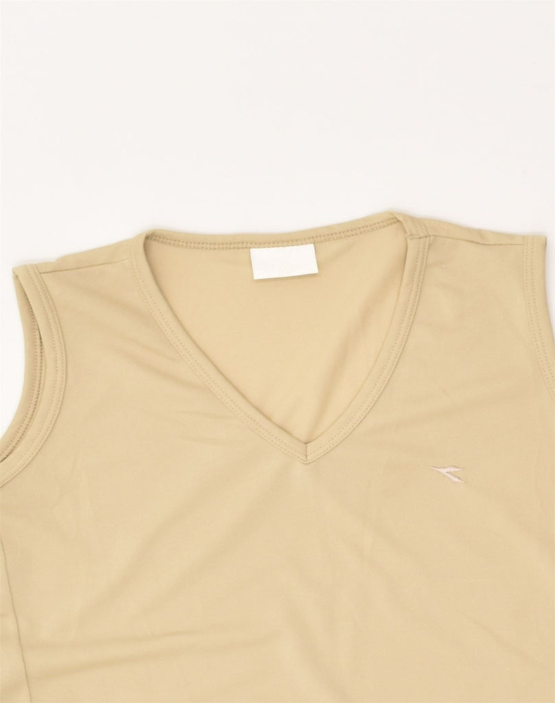 DIADORA Womens Sleeveless T-Shirt Dress UK 10 Small Beige Cotton | Vintage Diadora | Thrift | Second-Hand Diadora | Used Clothing | Messina Hembry 