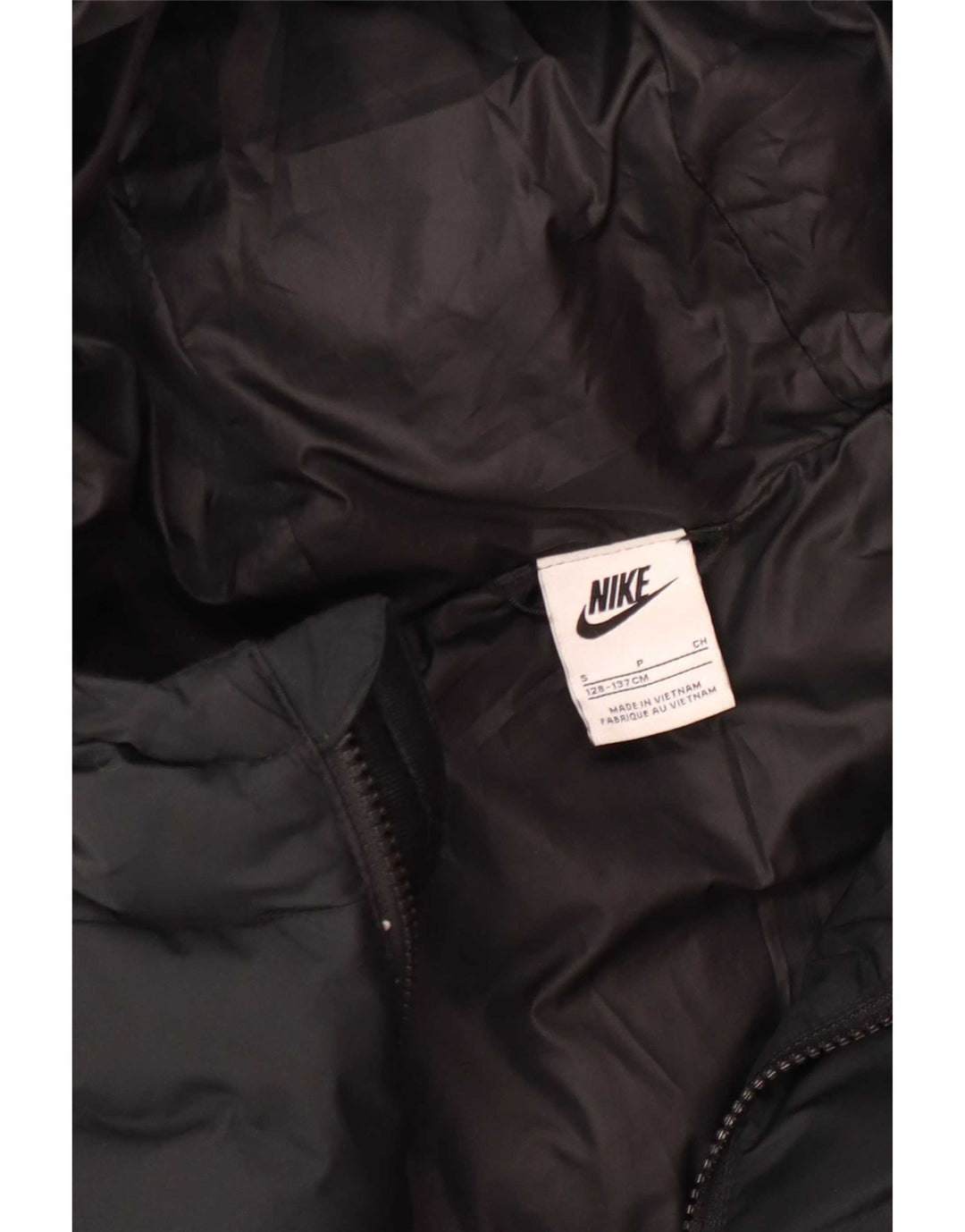 Nike Girls Hooded Padded Jacket 8-9 Years Small Black