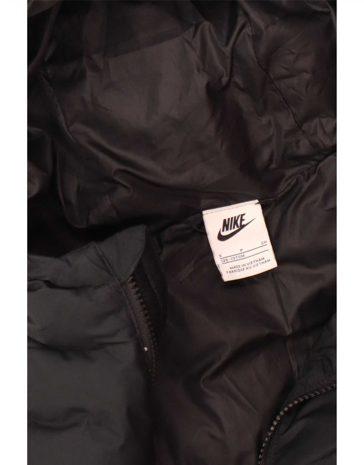 Nike Girls Hooded Padded Jacket 8-9 Years Small Black