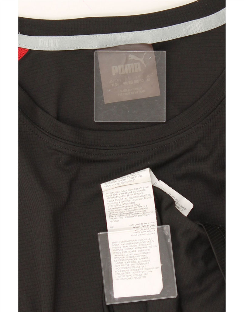 PUMA Mens T-Shirt Top Medium Black Polyester Vintage Puma and Second-Hand Puma from Messina Hembry 