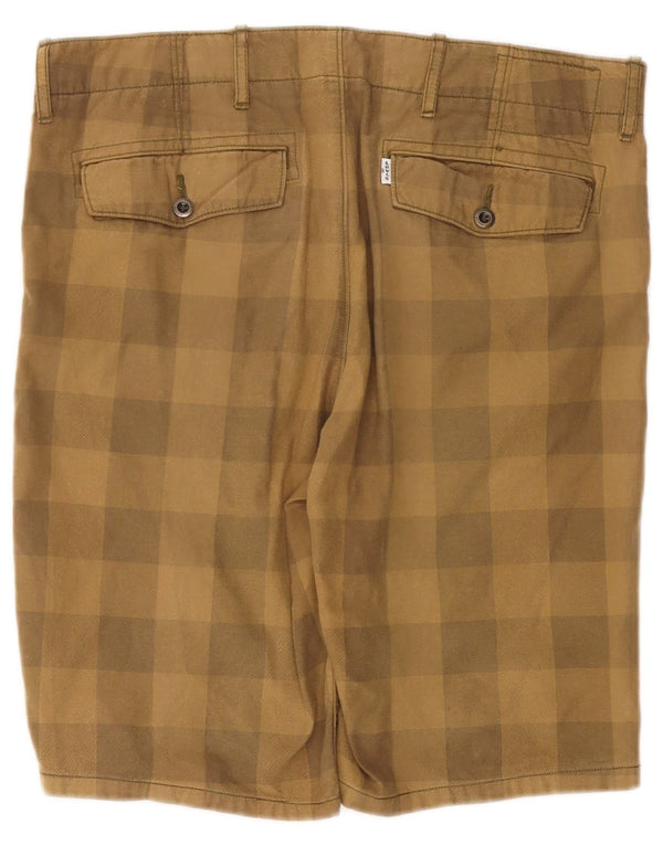 LEVI'S Mens Chino Shorts W33 Medium  Khaki Gingham Cotton
