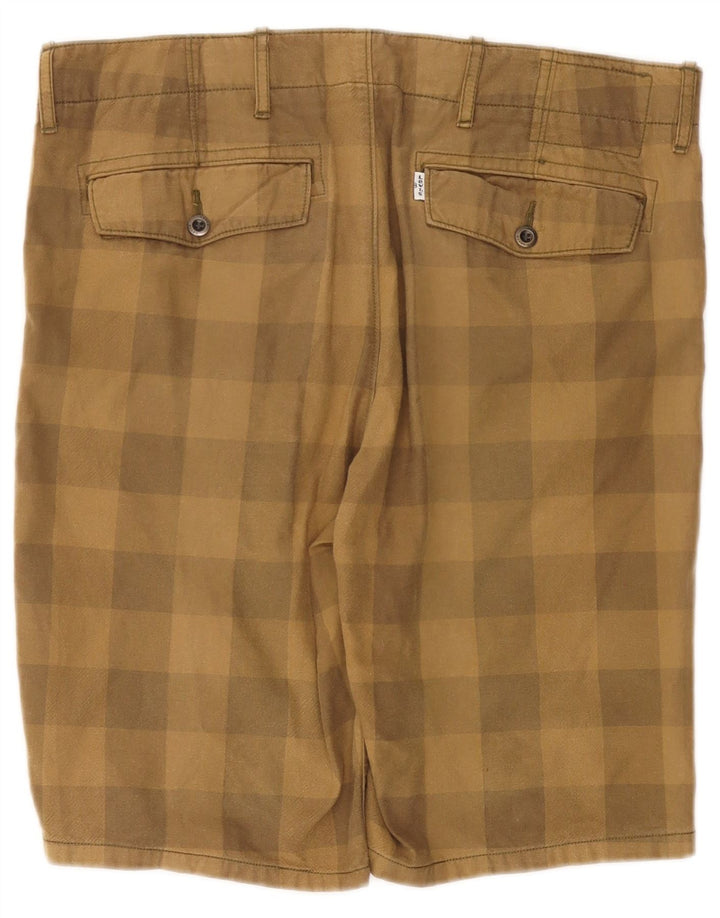 LEVI'S Mens Chino Shorts W33 Medium  Khaki Gingham Cotton