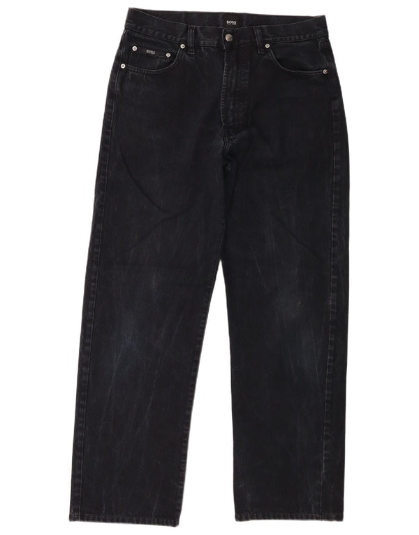 Hugo Boss Mens Straight Jeans W34 L30 Black Cotton