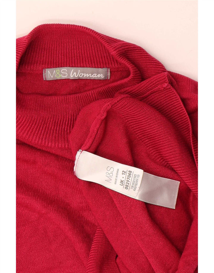 Marks & Spencer Womens Turtle Neck Jumper Sweater UK 12 Medium Red Acrylic