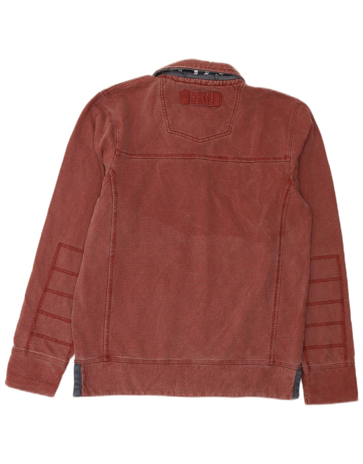 Fat Face Mens Polo Neck Sweatshirt Jumper Small Red Cotton