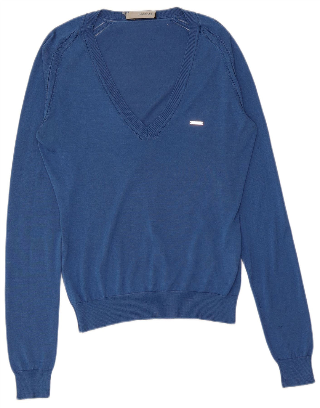 Dsquared2 Womens V-Neck Jumper Sweater UK 12 Medium Blue Silk