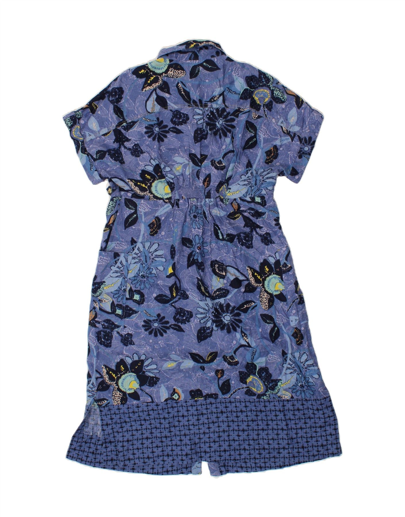 WHITE STUFF Womens Short Sleeves Shirt Dress UK 14 Large Blue Floral