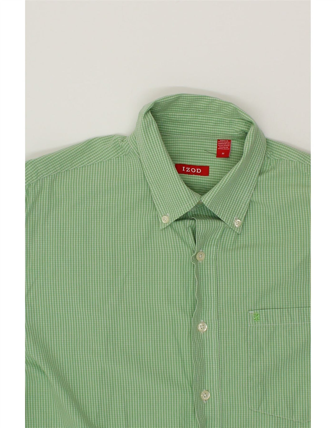 IZOD Mens Shirt Medium Green Gingham Vintage Izod and Second-Hand Izod from Messina Hembry 