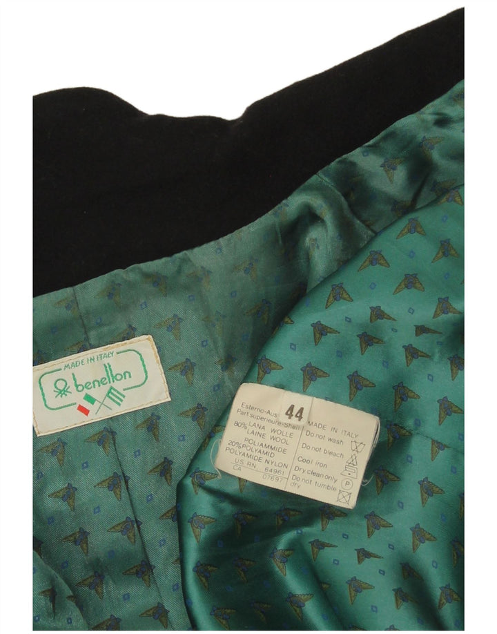 Benetton Womens 1 Button Blazer Jacket IT 44 Medium Black Wool