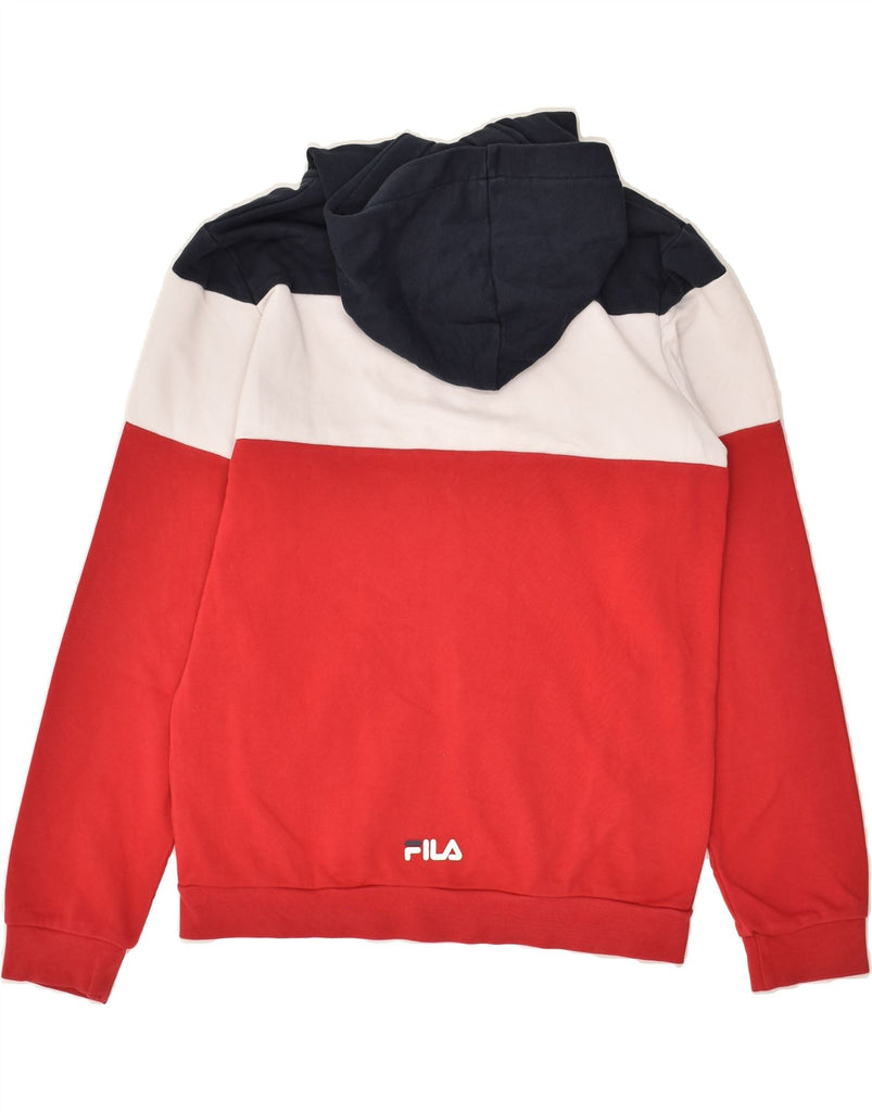 FILA Boys Graphic Zip Hoodie Sweater 13-14 Years Red Colourblock Cotton | Vintage Fila | Thrift | Second-Hand Fila | Used Clothing | Messina Hembry 