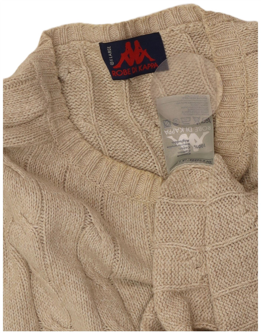 KAPPA Mens Crew Neck Jumper Sweater XL Beige Cotton
